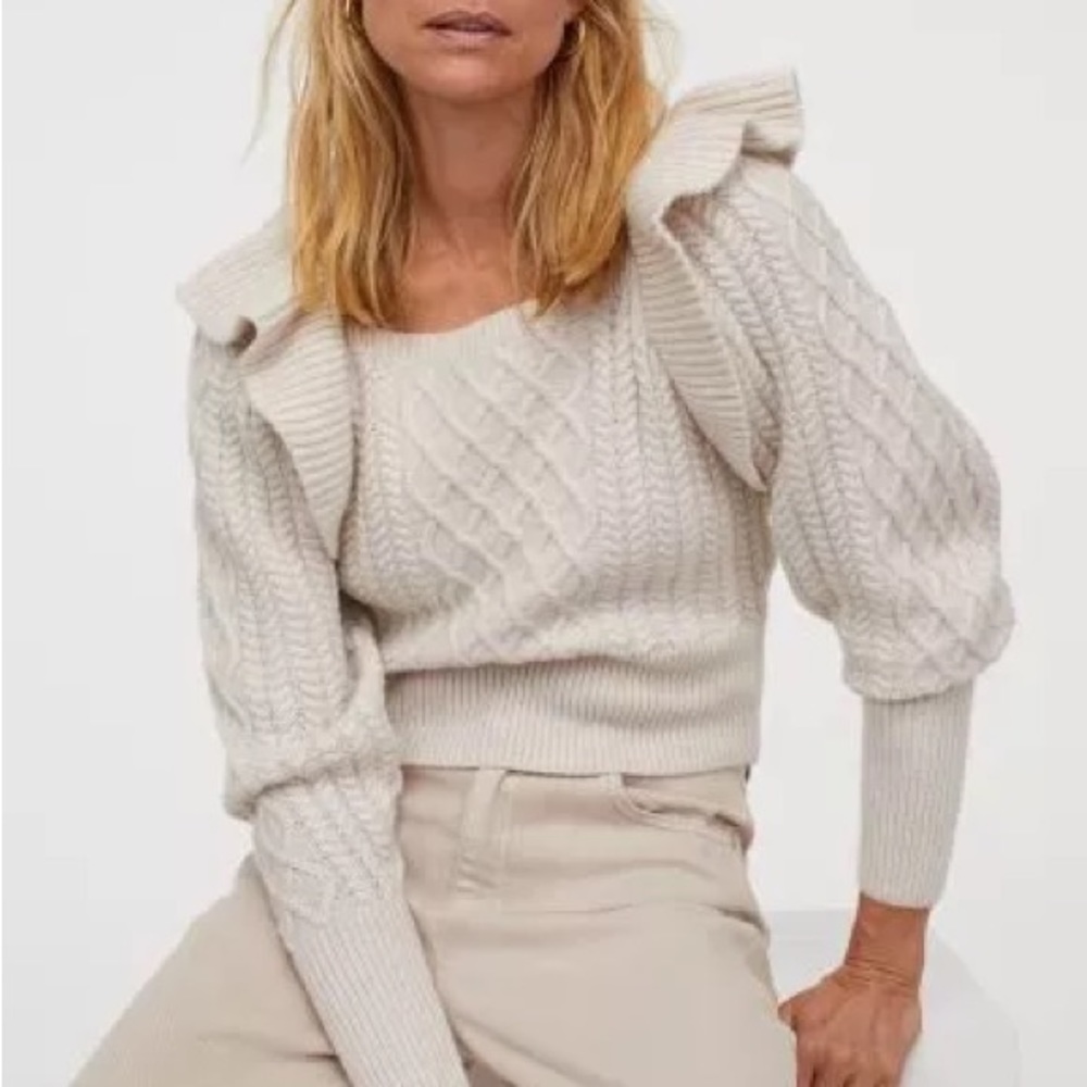 H&M Ruffle Sleeve Knit Sweater - Picture 2 of 3